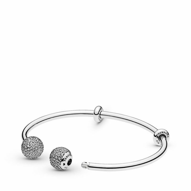 Pandora Open Bangle Bracelet - Sterling Silver/Silicone/Cubic Zirconia - Canada | JN5201PV